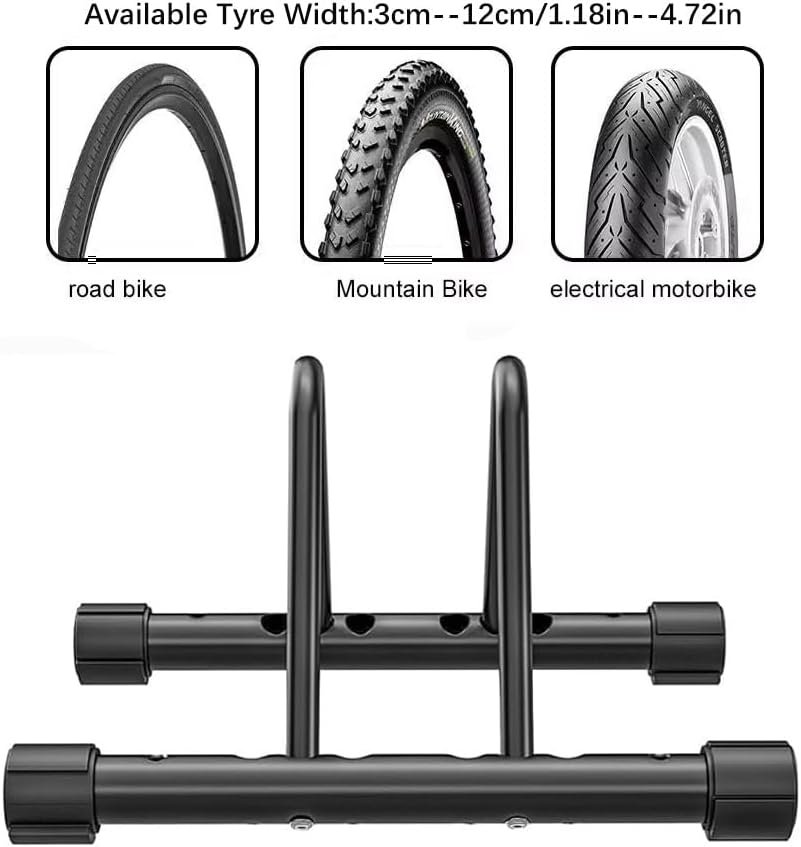 Adjustable Bike Rack Stand for Road, Mountain & Electric Bikes | Steel Tire Holder with Width & Height Settings | Indoor Outdoor Floor Parking Storage | Fits 3cm to 12cm Tires - Image 8