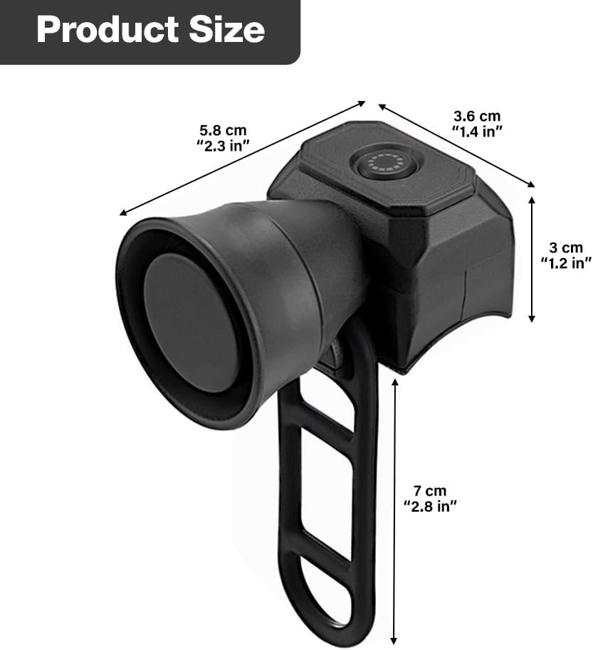 Electric Bike Horn, Bike Horn Loud, Rechargeable Bicycle Cycling Bell with 5 Sound Modes, IPX4 Waterproof Electronic Handlebar Ring Bell, for Road Bikes, Mountain Bikes, Children's Bicycles - Image 6