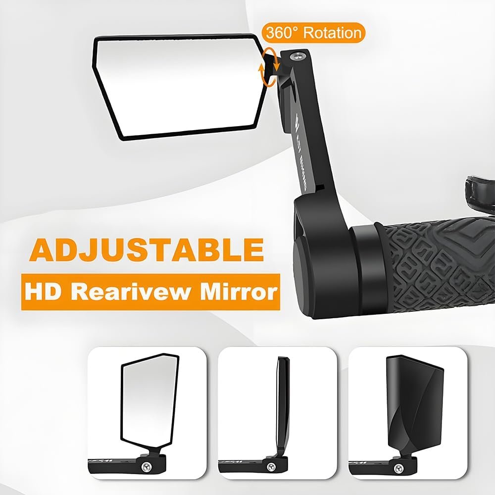 2 Pack Bike Mirrors, 360° Adjustable Foldable Bicycle Rear View Mirrors, Rearview Bicycle Mirror Handlebar Mount, Fits for Mountain Bikes, E-bikes, Bicycles, Scooter - Image 3