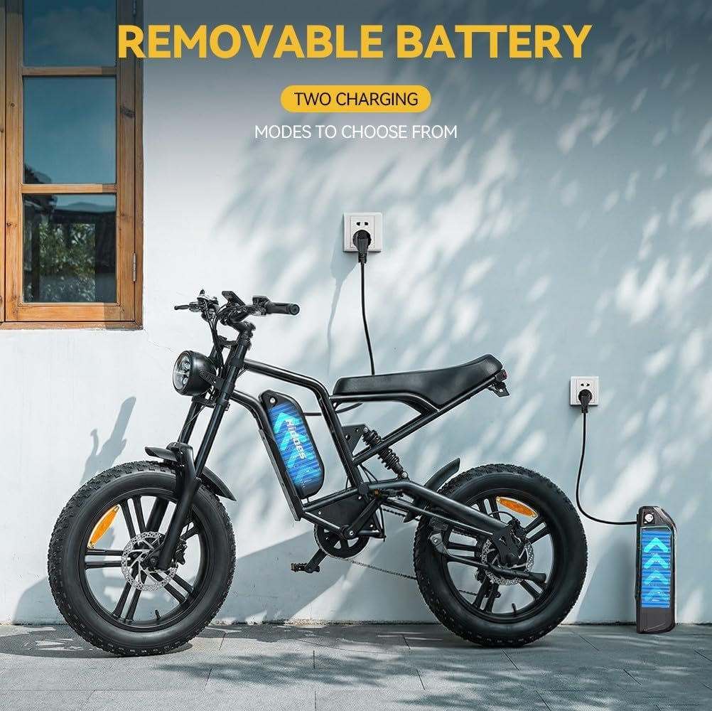 iENYRID Electric Bike for Adults, Fat Tire Hidoes B6 25KM/H Electric Bike Bicycles 15.6Ah Removable Battery E Bikes for Adults Electric Mountain Bike for Men - Image 3