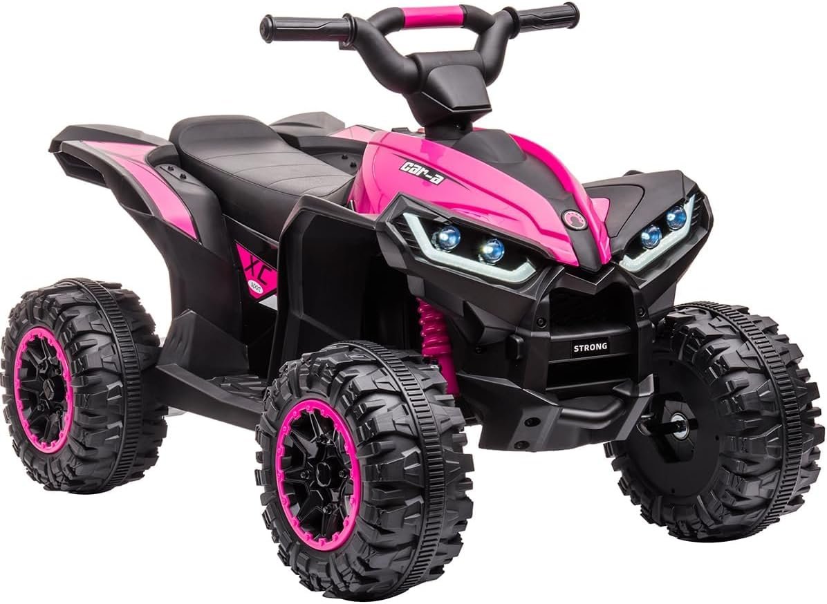 12V Kids Electric Quad Bike with Remote Control, 35W Motor & Metal Body, Ride on ATV Electric Vehicle Toy Car with Music, LED Lights, Horn for Boys Girls Ages 3-8 (83 x 53 x 56 cm)