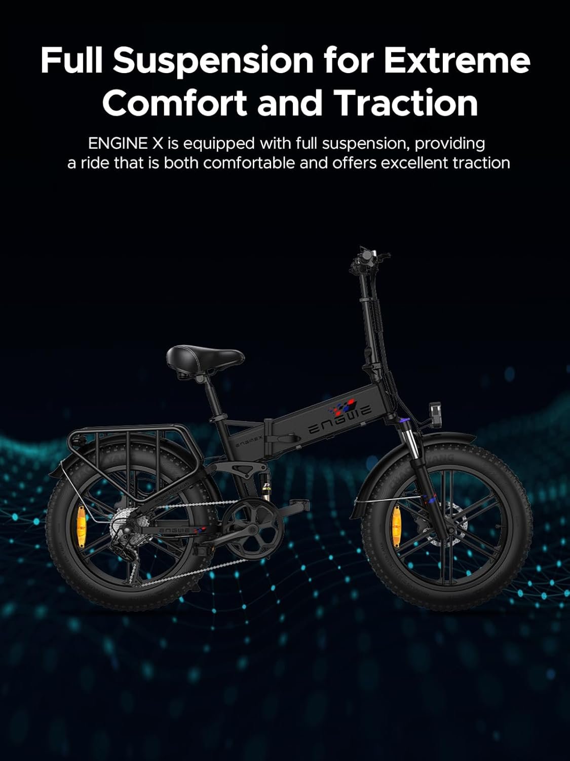 ENGWE Folding Electric Bike 250W E-Bike Adult, 20"×4.0" With Thick Off-Road Tyres, 48V 13Ah Replaceable Lithium Battery Range Up To 120KM, 25KM/H 7-Speed Full Suspension Ebike - Image 6