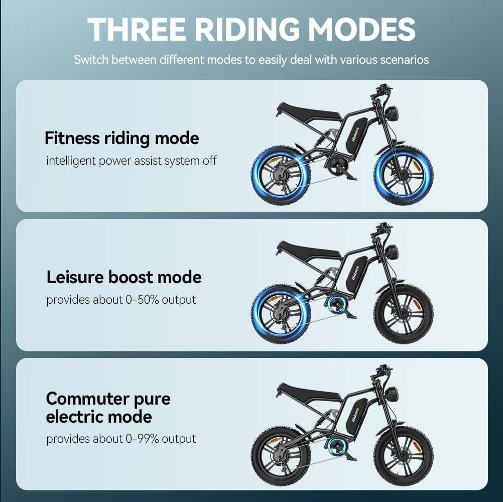 iENYRID Electric Bike for Adults, Fat Tire Hidoes B6 25KM/H Electric Bike Bicycles 15.6Ah Removable Battery E Bikes for Adults Electric Mountain Bike for Men - Image 8