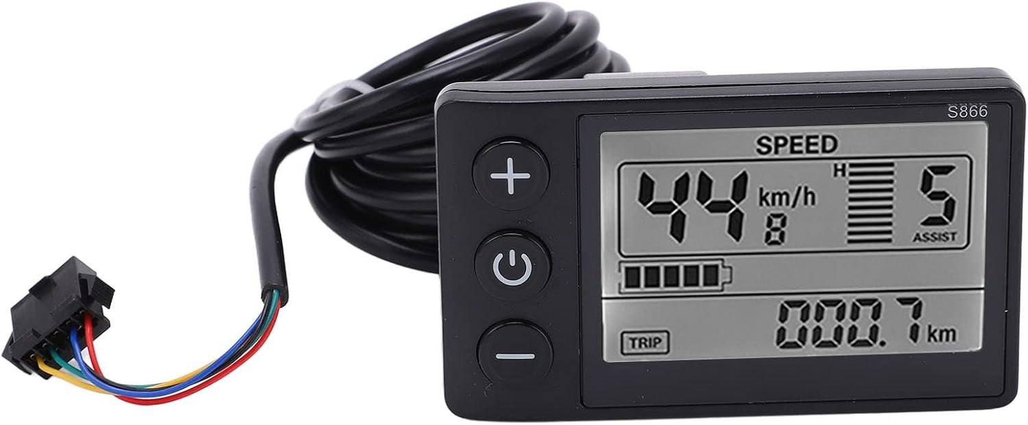 S866 Bike Computer, Electric Bicycle Display LCD Meter, 24V 36V 48V Electric Scooter Control Panel with SM Plug, Bike Speedometer Odometer, for 22.2mm/0.9in Handlebars - Image 2