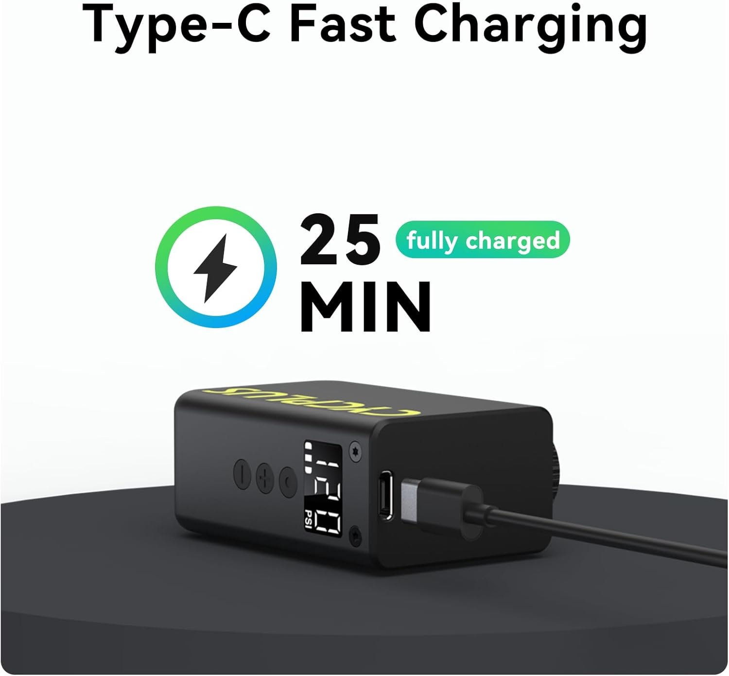CYCPLUS AS2 Ultra Tiny Bicycle Pump with Pressure Gauge, Max 120 PSI Electric Mini Pump, Auto Stop with Presta and Schrader Valve for E-Bike, MTB and Road Bike (87g) - Image 6
