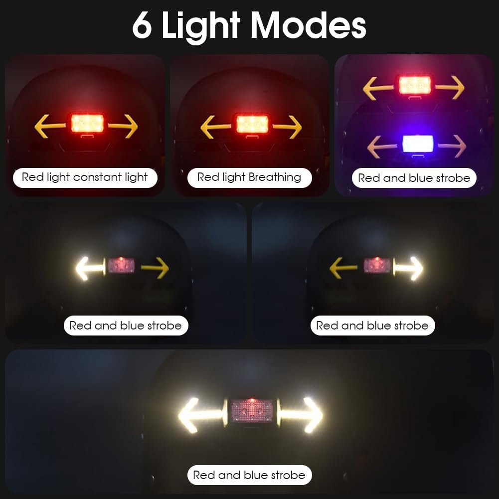 Bike Rear Light Indicator NIUAWASA - Wireless Remote Control Bicycle Helmet Turn Signal Back Lights 6 Modes Waterproof USB Rechargeable Warning Flashing Taillight - Image 3