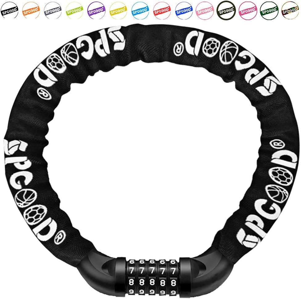 SPGOOD Bike Locks Heavy Duty/Bicycle Chain/Cycling Lock (14 Colors) 5-Digits Codes Resettable 100,000 Codes for Bike Cycle, Moto, Door, Gate Fence 830mm Length(Black) - Image 8