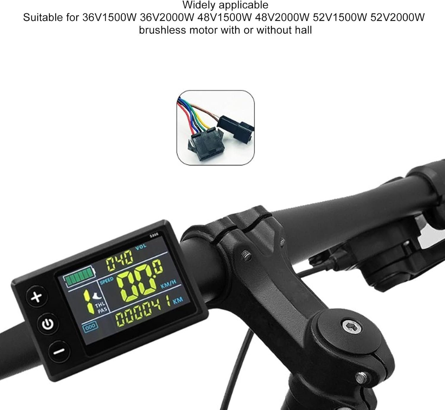 Electric Bike Brushless Motor Controller Kit, 36V 48V 52V 1500W 2000W 40A 3 Mode Sine Wave Controller S866 Color LCD Display Panel Kit - Image 5