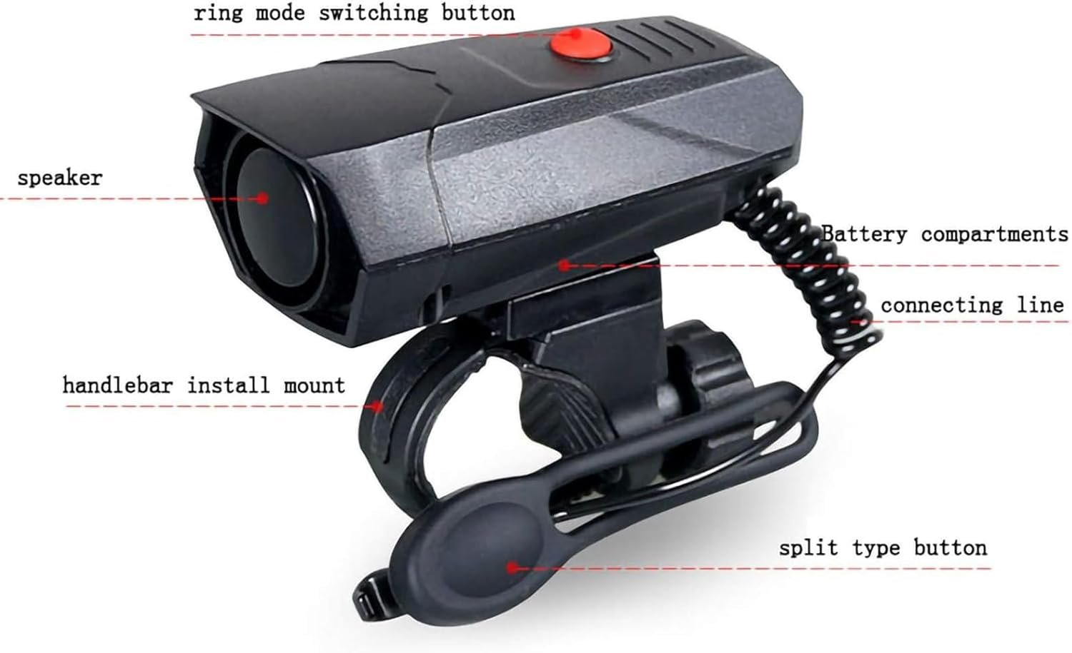 Electric Loud Bike Horn 5 Modes Electronic Cycling Horn Bicycle Handlebar Alarm Bell Ring Bell Loud Sound Horn - Image 8