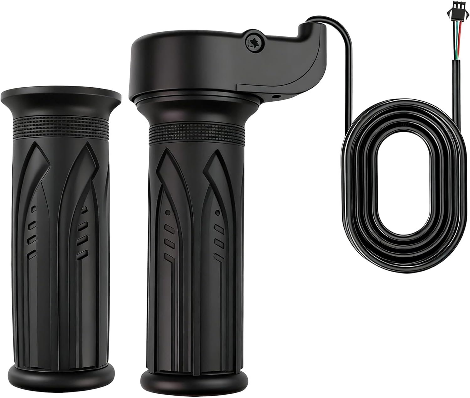 1 Pair E Bike Full Twist Throttle, 12V-72V 3 Pin Connection Electric Bike Throttle Twist Grip, Universal Throttle Twist Grip with SM Plug for Electric Bicycle Ebike Right Left Hand Grip 22mm Handlebar