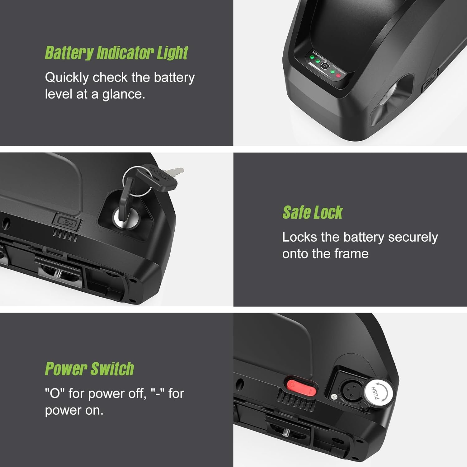 36V 15.6Ah Ebike Battery, Downtube Lithium 36V Ebike Battery with 4A Charger & USB Port, Compatible with Bafang Varstrom AW Electric Bike Conversion Kits - Image 4