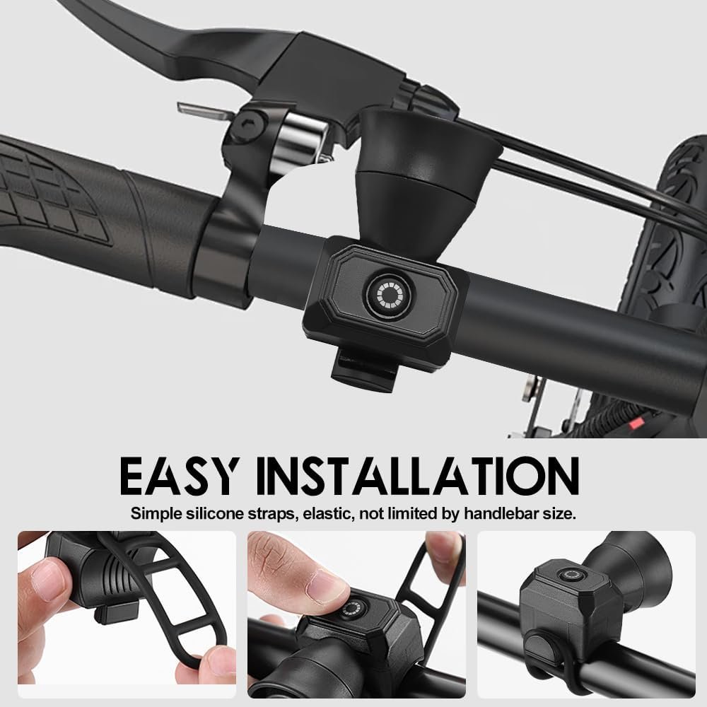 Bike Horn, 120bd Electric Bicycle Bell with 5 Sound Modes, USB Rechargeable Bike Bell with Silicone Bandage, Ipx4 Waterproof Bike Bell Adult for Mountain Bikes, Racing Bikes, Kids Bikes - Image 4