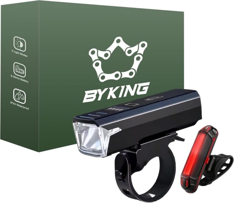BYKING Bike Lights PRO Front And Rear, TYPE-C LED Bicycle Light Set For Cycling, Bright and Durable, 4/6 Light Modes and USB-C Rechargeable, For Helmet, E-bike, Mtb, Scooter, Mountain and Kids Bike...