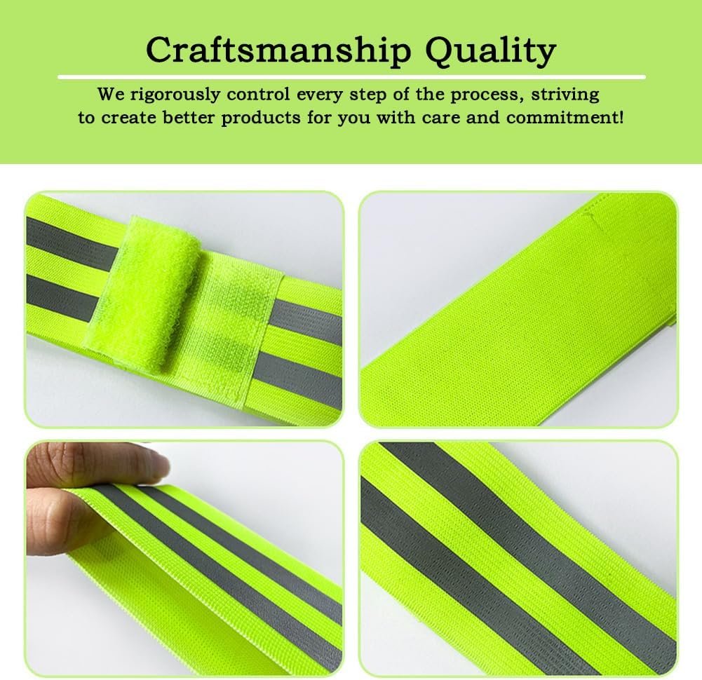 4Pcs Reflective Armbands, Running Safety Gear Wristbands, High Visibility Safety Reflective Bike Ankle Bands Reflector Armband Gear, Adjustable Armband Reflective-Strips for Night Sports & Dog Walking - Image 5