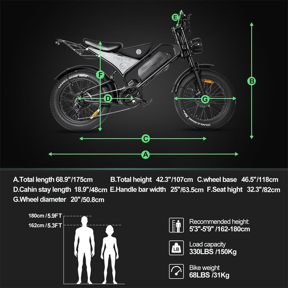 SMARTRAVEL DK401/400 Adult Electric Bike 48V18.2Ah Removable Battery Off-road Motorcycle, 20×4.0 Suitable for urban commuting, various terrain electric bike - Image 4