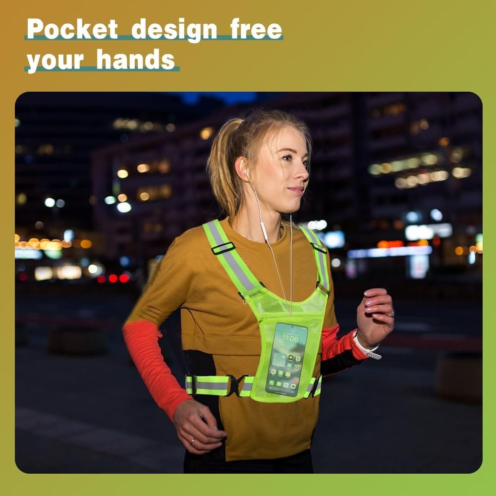 XYUXWLG Reflective Vest, Reflective Running Gears High Visibility Safety Vest Adjustable Reflective Gear with Pocket for Night Walking, Jogging, Cycling - Image 5
