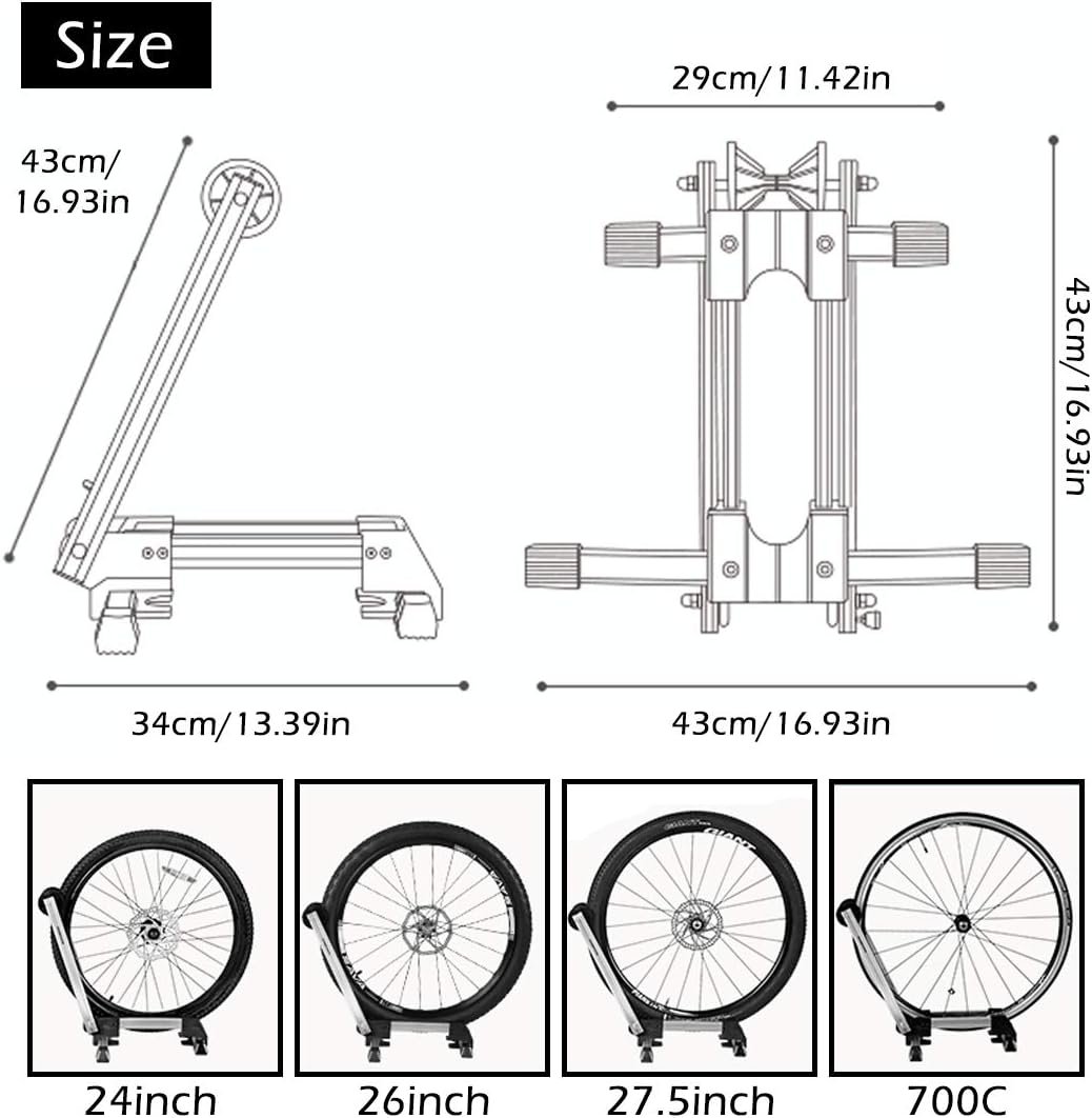 ROCKBROS Foldable Bike Stand Portable Bicycle Storage Holder Floor Parking Rack Aluminium Alloy Easel Park and Repair for MTB Road Bike Ebike Black - Image 2