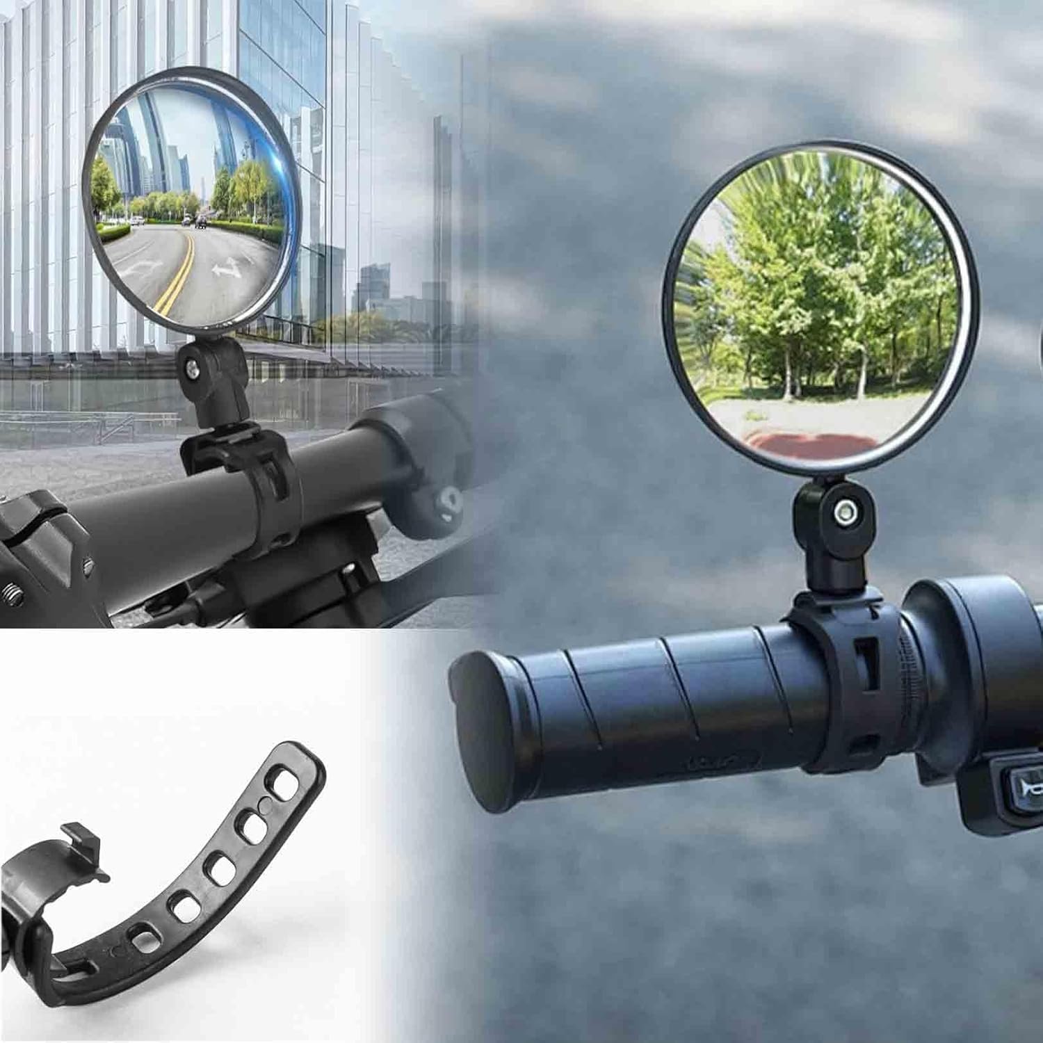 2PCS Handlebar Mirrors - Adjustable Convex Safety Mirror for Bikes, Scooters & Motorcycles - Universal Rear View Cycle Mirrors (Black) - Image 7