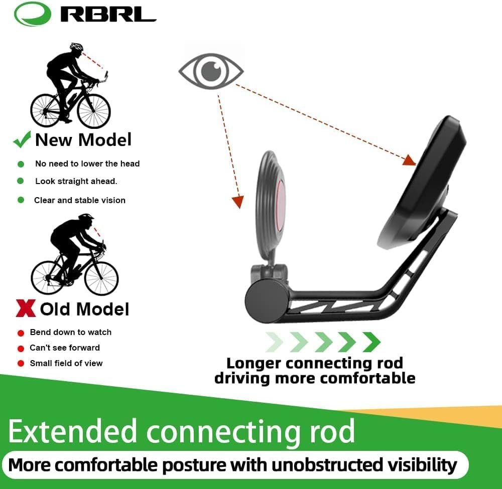 RBRL Bike Mirror Rotatable HD Safety Convex Bar End Mirror, Scratch Resistant Wide Angle Bicycle Shatterproof Side Mirrors, Mirrors for Electric Bikes Universal (Right) (RM12E-1) - Image 3