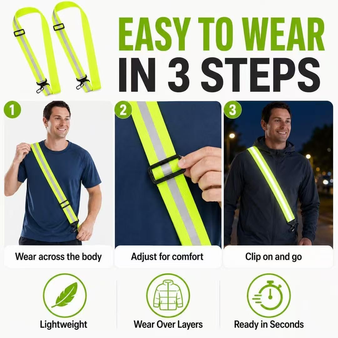 High Vis Reflective Running Gear Belt, 2PCS Adjustable Reflective Sash with Clip for Night Safety, Reflectives Straps for Children Adult Biking Cycling Jogging Walking Night Safety - Image 8