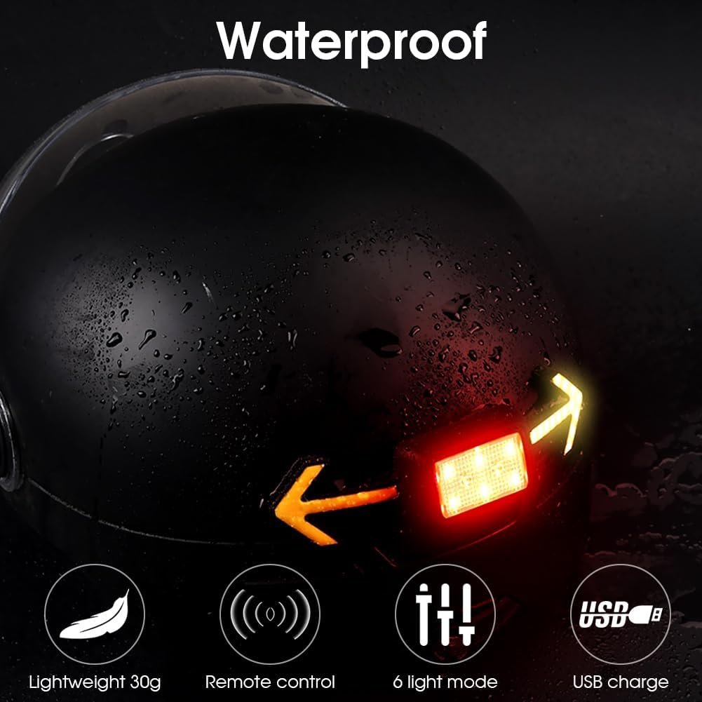 Bike Rear Light Indicator NIUAWASA - Wireless Remote Control Bicycle Helmet Turn Signal Back Lights 6 Modes Waterproof USB Rechargeable Warning Flashing Taillight - Image 6