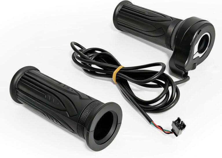 Universal Ebike Throttle, 12V-72V Full Twist Throttle Grip for Electric Bike, Scooter, and Mountain Bike 3-Pin Waterproof Connector Speed Control Handle with Grips Electric Bike Accessories
