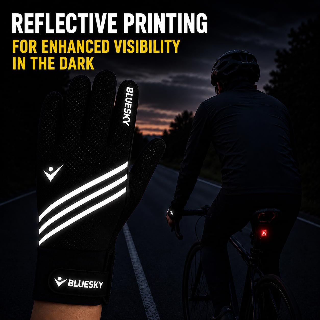 Full Finger Winter Cycling Gloves for Men & Women – Thermal Warm Windproof Water Resistant Running Gloves Touchscreen Compatible Anti-Slip Padded Palm Running, Cycling & Outdoor Gloves - Image 5