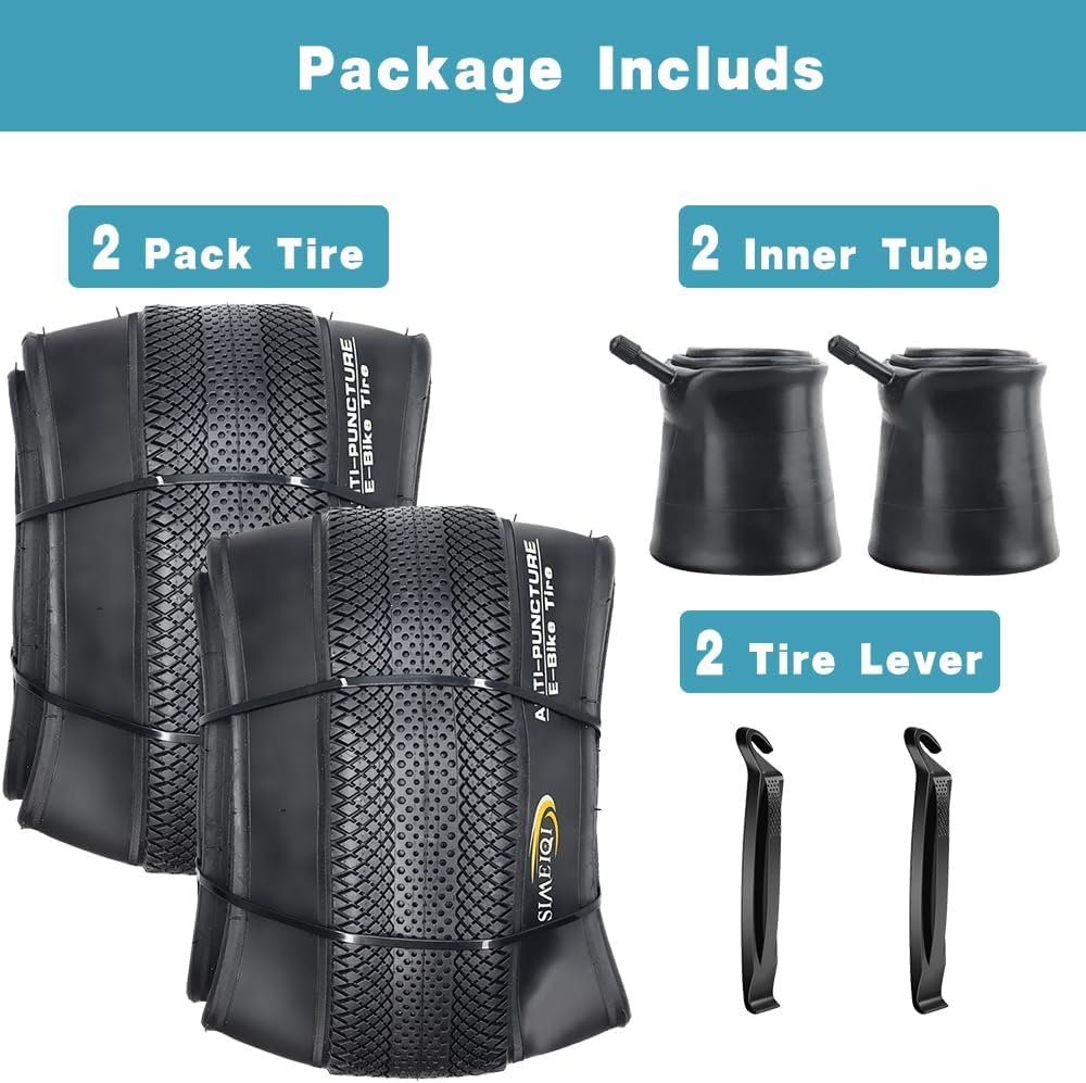 2 Pack 20"/26"X4.0" E-Bike Fat Bike Tires and Inner Tubes Electric Tricycle Tyres Foldable Replacement Tire for City Commuter Ebike Street Road Pavement Urban Mountain Bicycle - Image 2