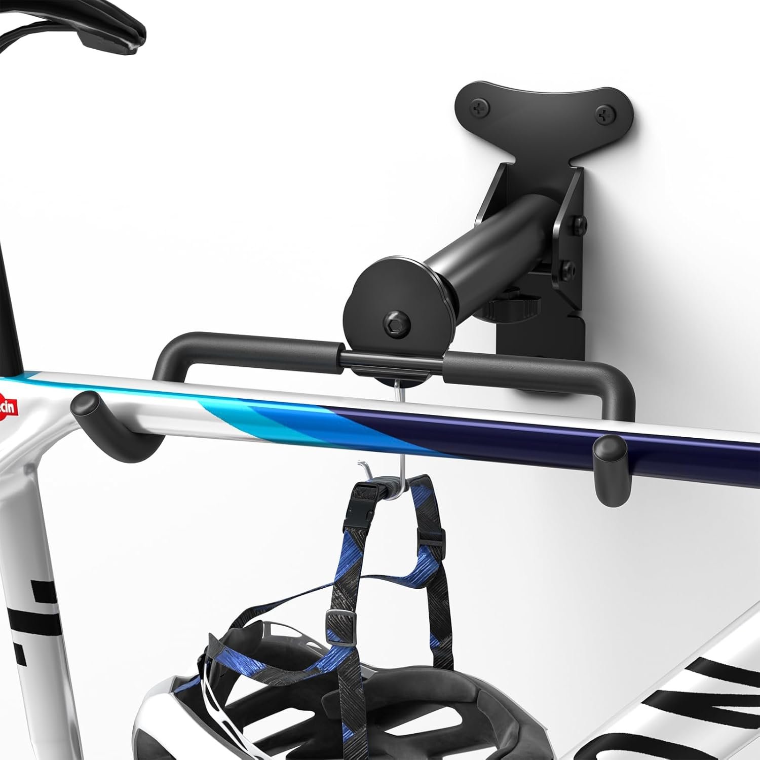 WELDUN Bike Wall Mount, Bicycle Holder, Foldable Bike Rack, Adjustable Distance, with Helmet Hook, Bike Storage Rack for Garage and Indoor(2 Pack) - Image 2