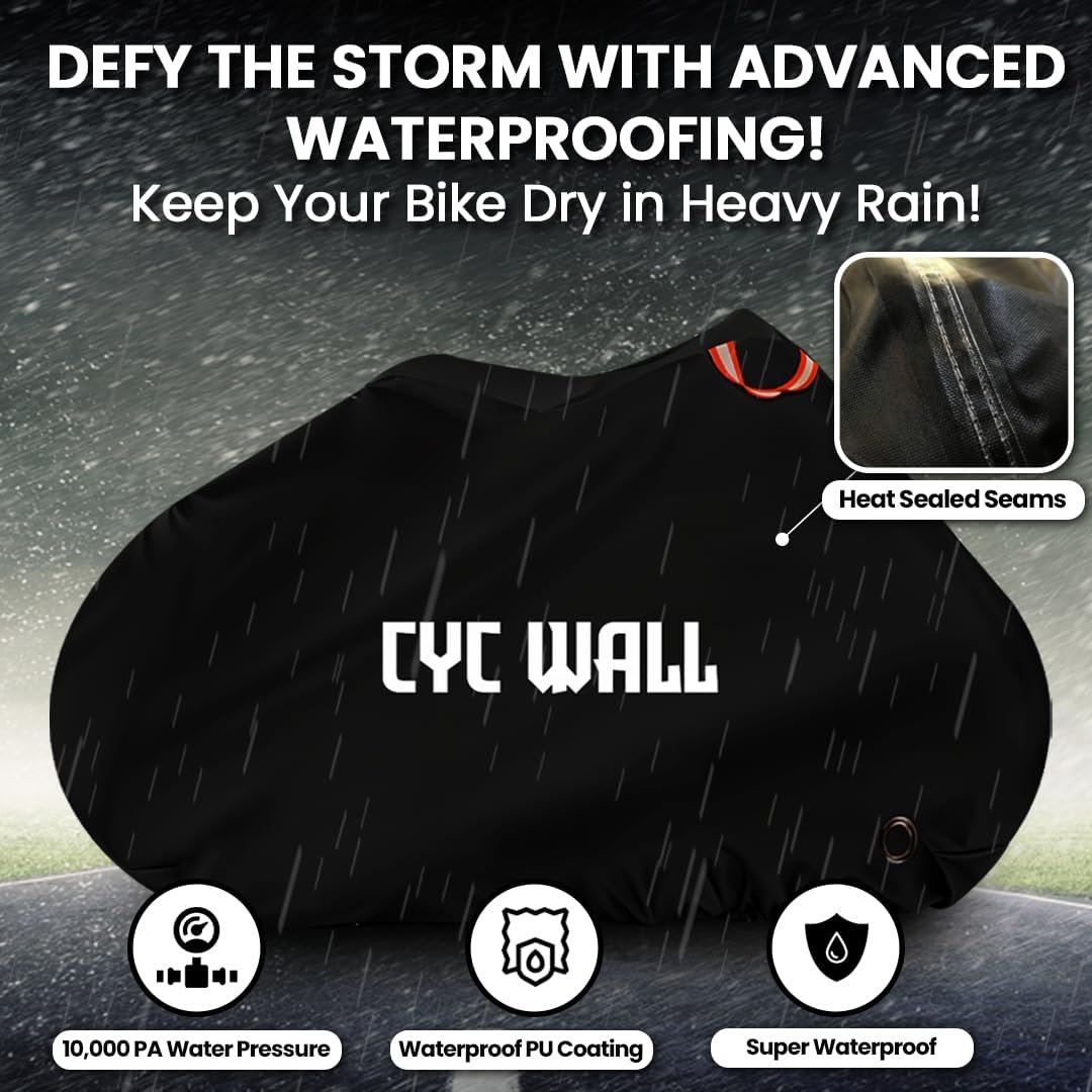 CYCWALL Outdoor Bike Cover for 1-2 Bikes - Heavy Duty 600D Oxford Tear Resistant and Windproof, Waterproof Bike Covers for Outside Storage, Stationary Bicycle Cover Comes with Carry Bag - Image 2