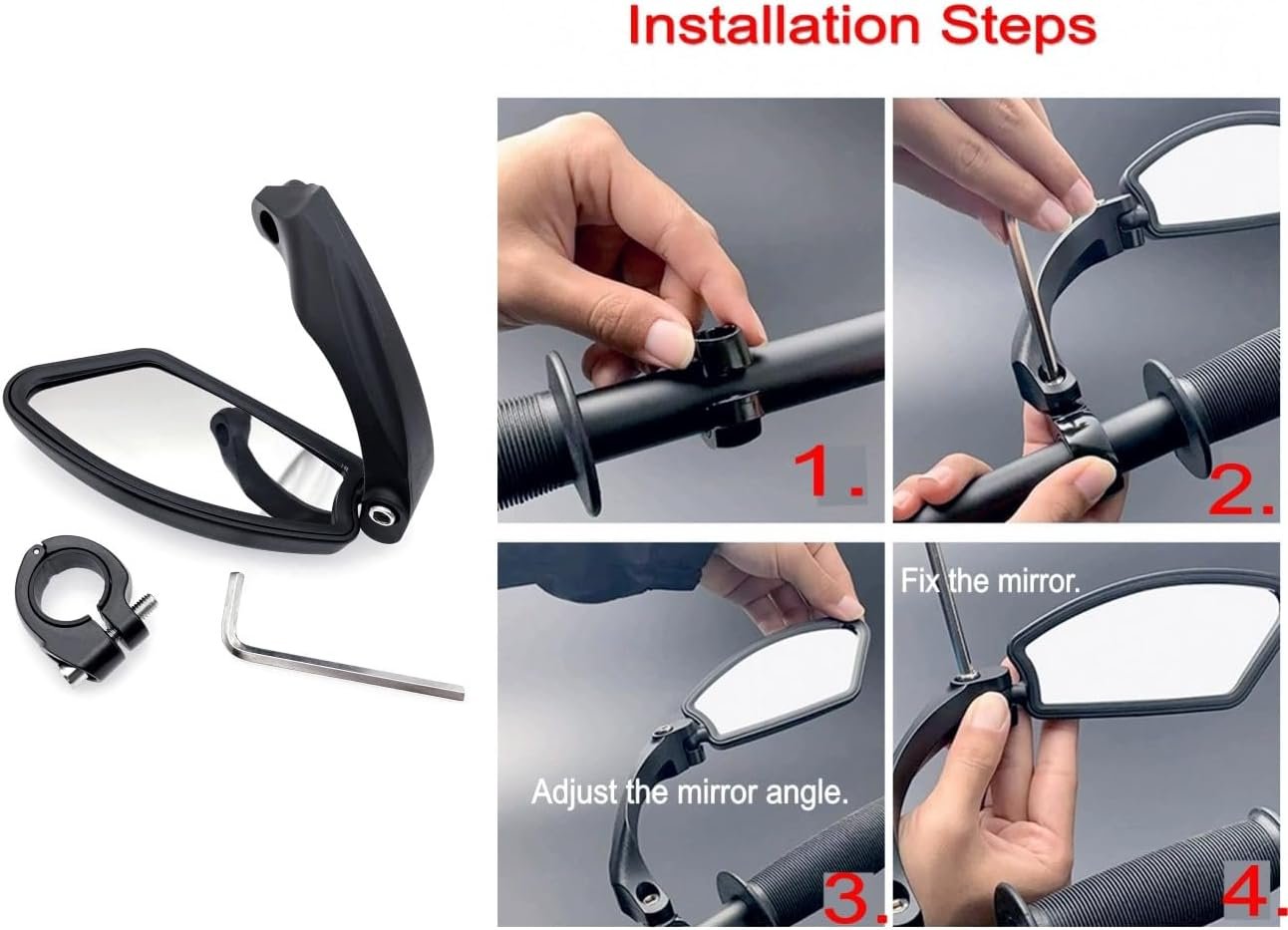 JZK Right Side Bike Mirror with Stainless Steel Lens - 360 Degree Rotatable Adjustable Cycle Mirror for Bike Handlebar - Image 4