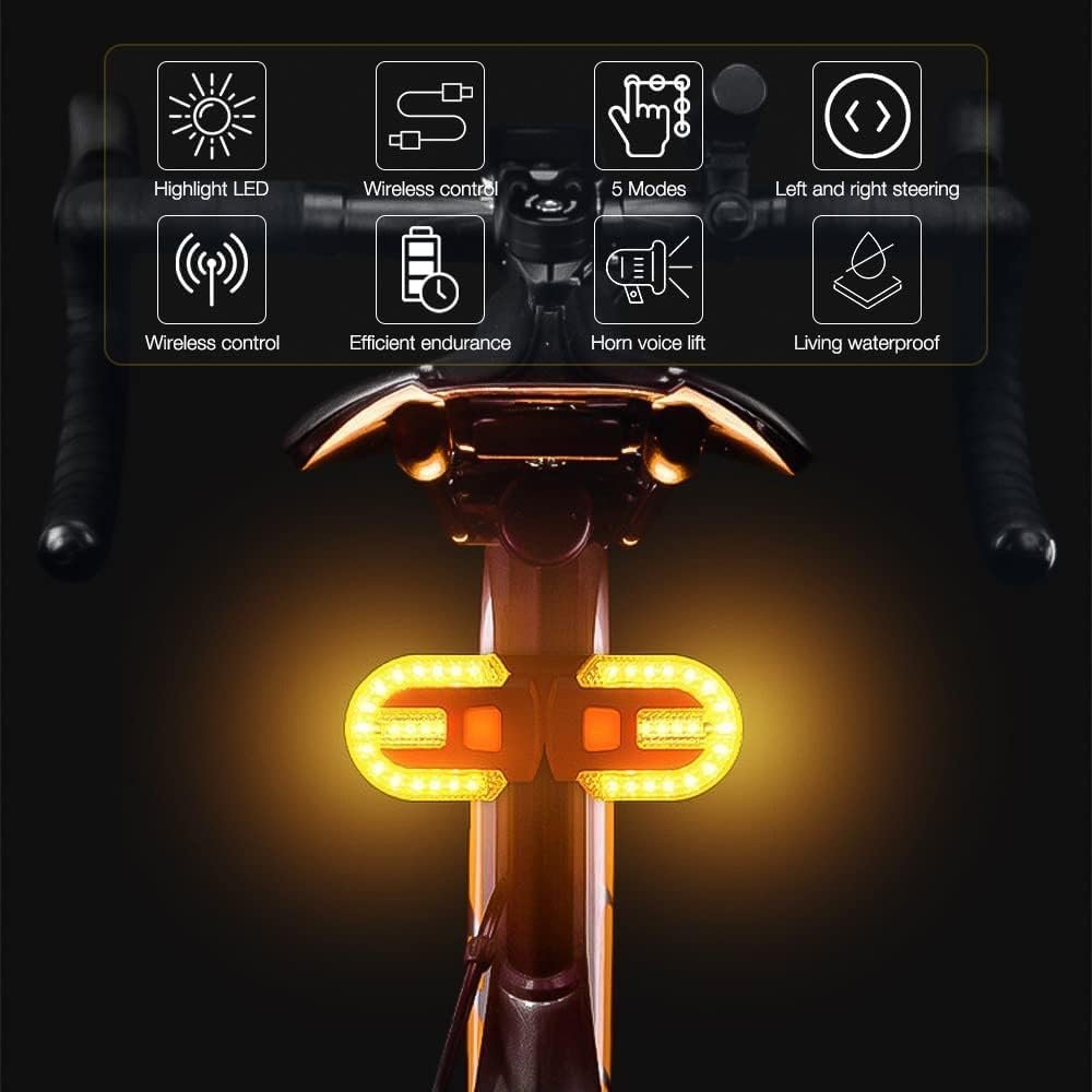 Turn Signals for Bicycles with Alarm, USB Charging Remote Control Split/Integrated Bike Tail Light 5 Modes Waterproof Strobe Bike Rear Lights Can be Mounted on Front and Rear of Bicycle - Image 3