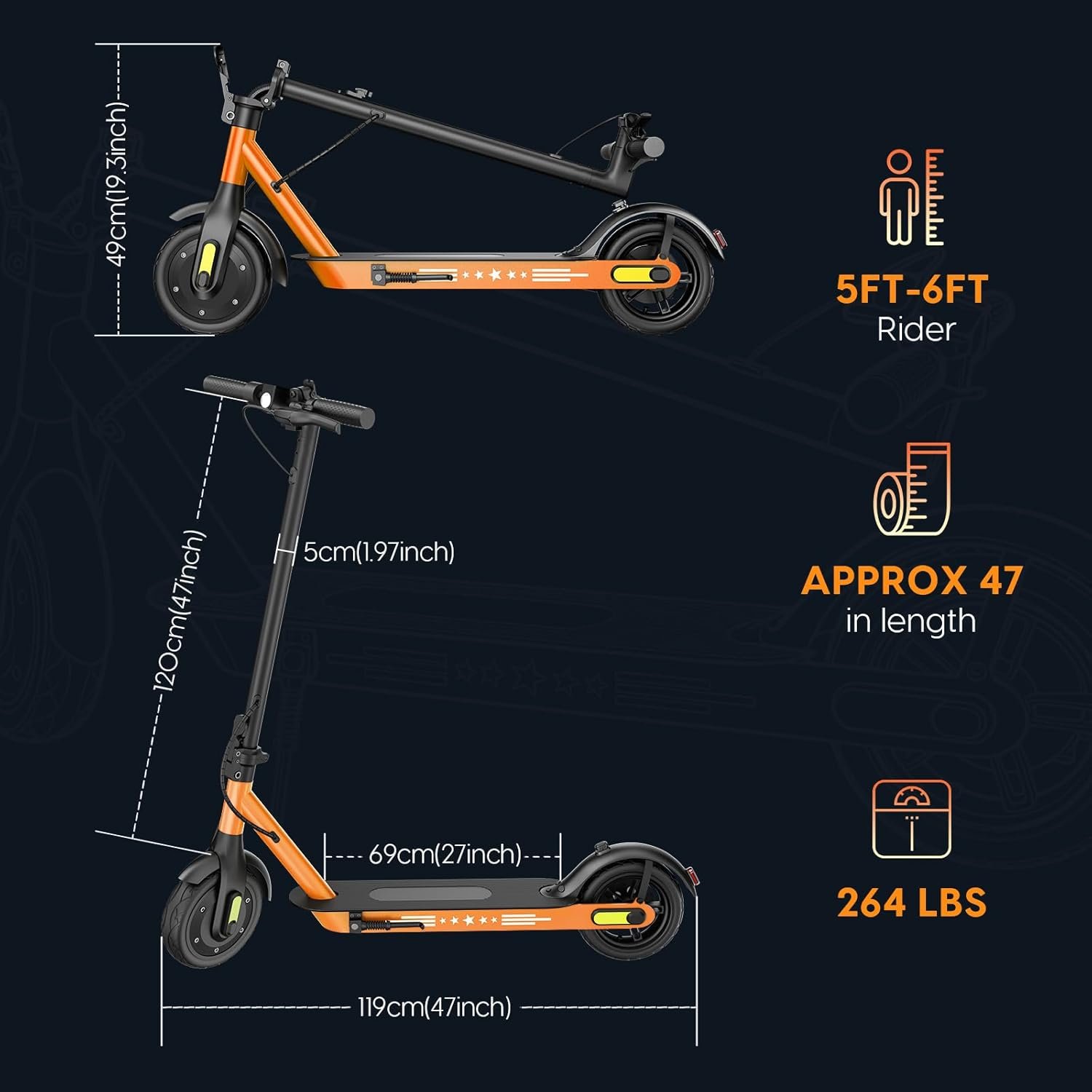 ApexSurge Electric Scooter for Adults,10" Solid Tires,350W Powerful Motor and Max 35/45KM Long Range,Top Speed 25KM/h,Dual Brake Stystem E Scooter, Lightweight and Foldable,APP Control,Max Load 120KG - Image 8