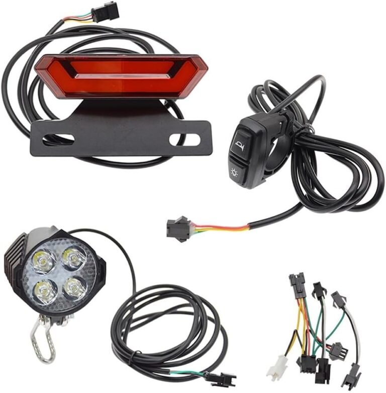 Electric Bicycle Lighting Kit 24V-48V, Electric Bike Light Kit with LED Headlight, Rear Taillight, and User Control Switch for Enhanced Riding Safety