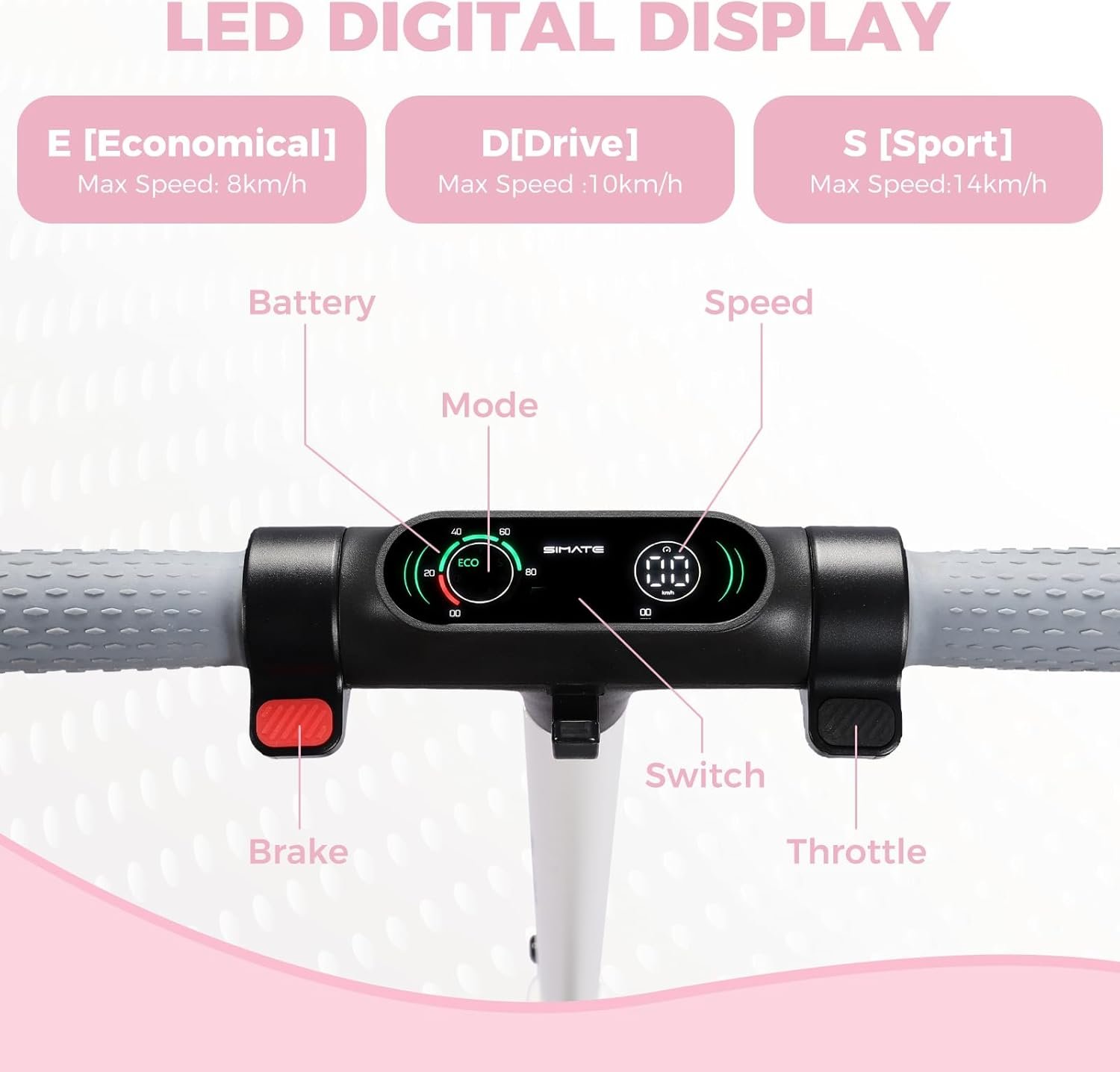 Electric Scooter, 6.5'' Foldable Electric Scooter, Colorful Lights Electric Scooters for Ages 6-12, 8Mph, 5 Miles of Range, LED Display, Safe Kids E-Scooter - Image 3