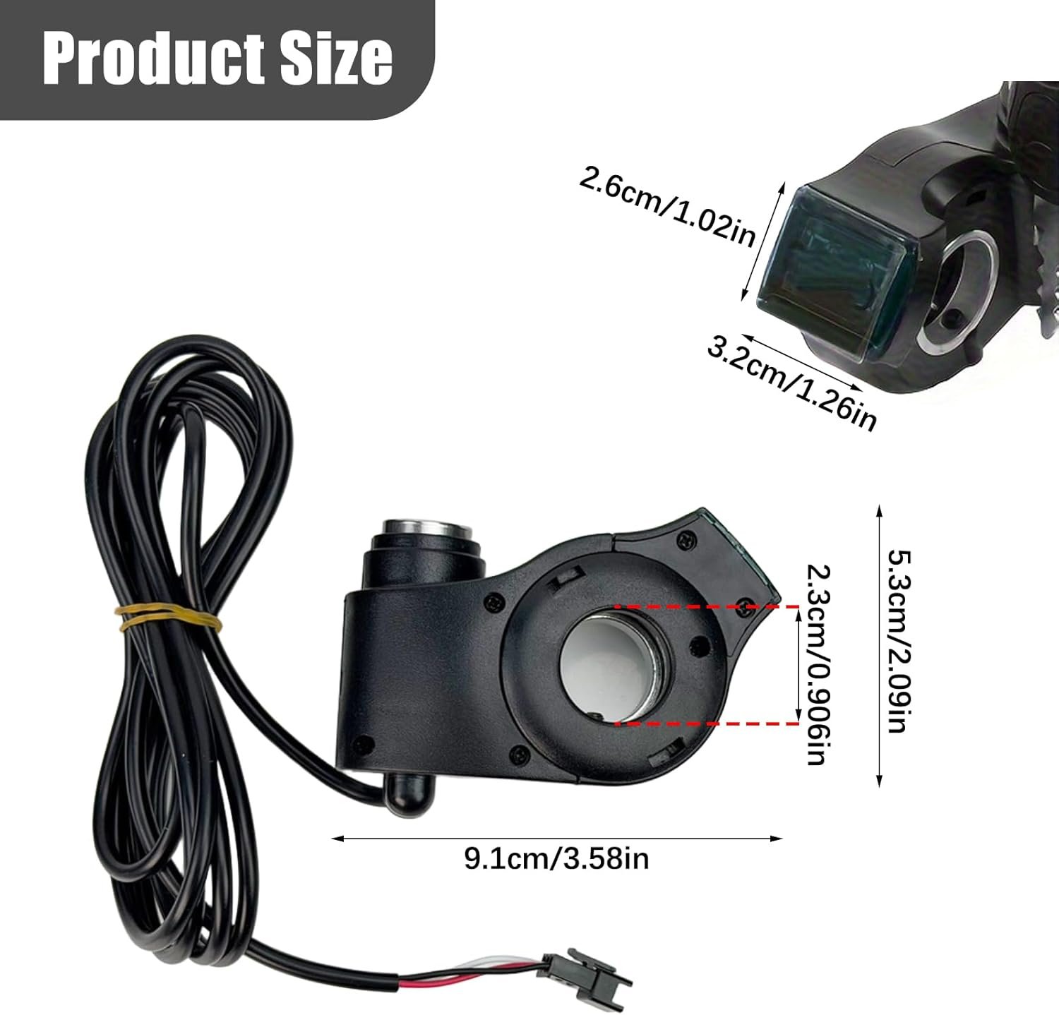 Flylin Electric Bike Thumb Throttle, Scooter Throttle Switch with LCD Display Digital Voltage Display Switch Power with Key Lock for Electric Vehicles - Image 2