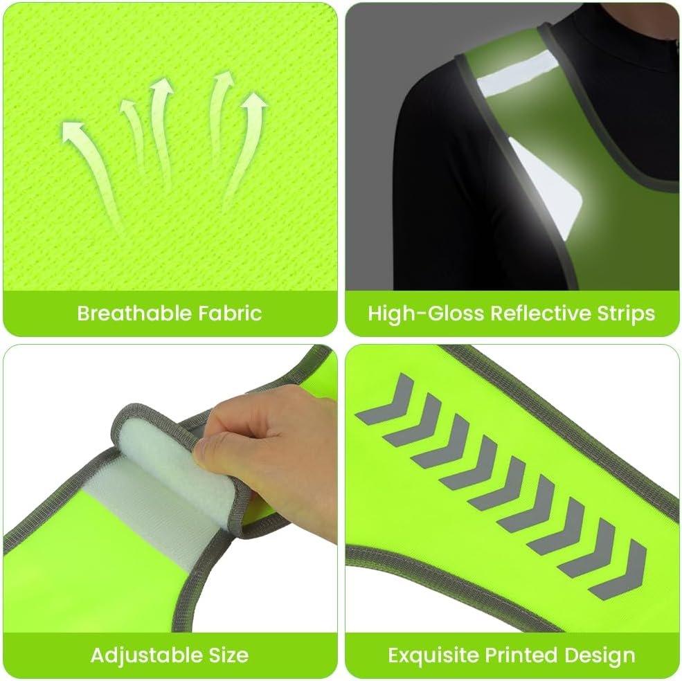 Reflective Running Vest Breathable Sports Vest High Visibility Waistcoat Safety Vest Women Men Night Warning Top Reflectors Clothing Hi Vis Reflective Running Gears for jogging Hiking Cycling - Image 4