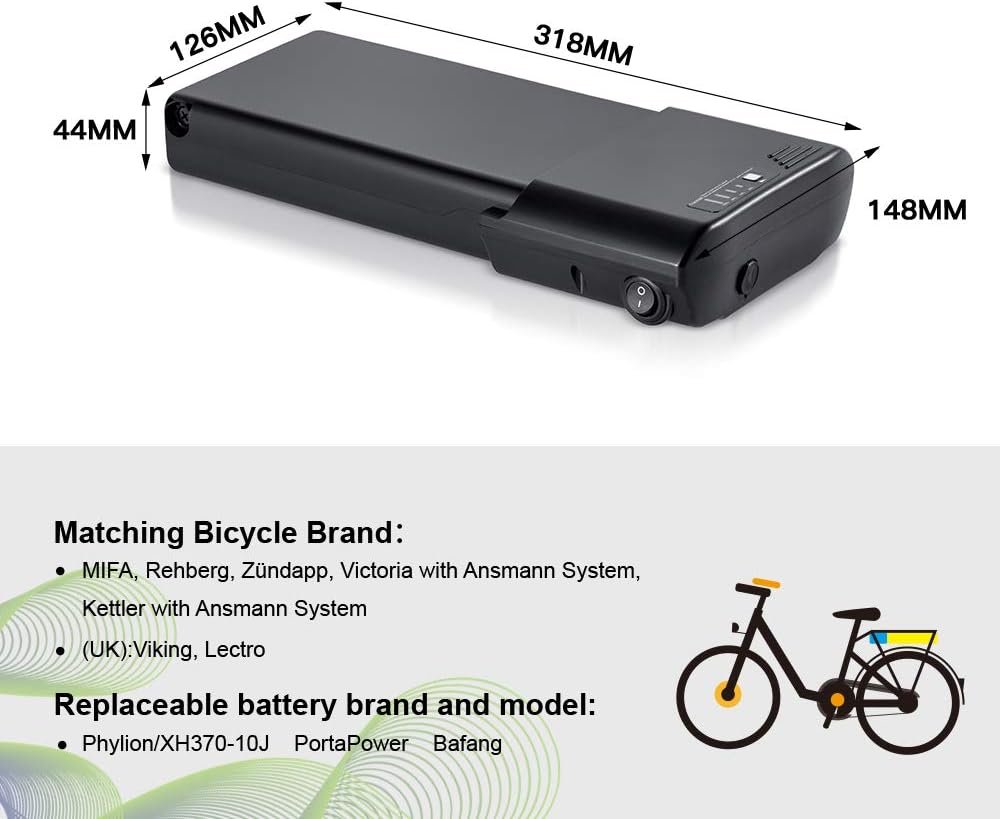 SEASON E-Bike Battery Pedelec 36V 10.4Ah / 14Ah Replacement Lithium-ion Battery for Electric Bicycle u.k. Ansmann Viking Lectro MIFA(without battery case) - Image 4