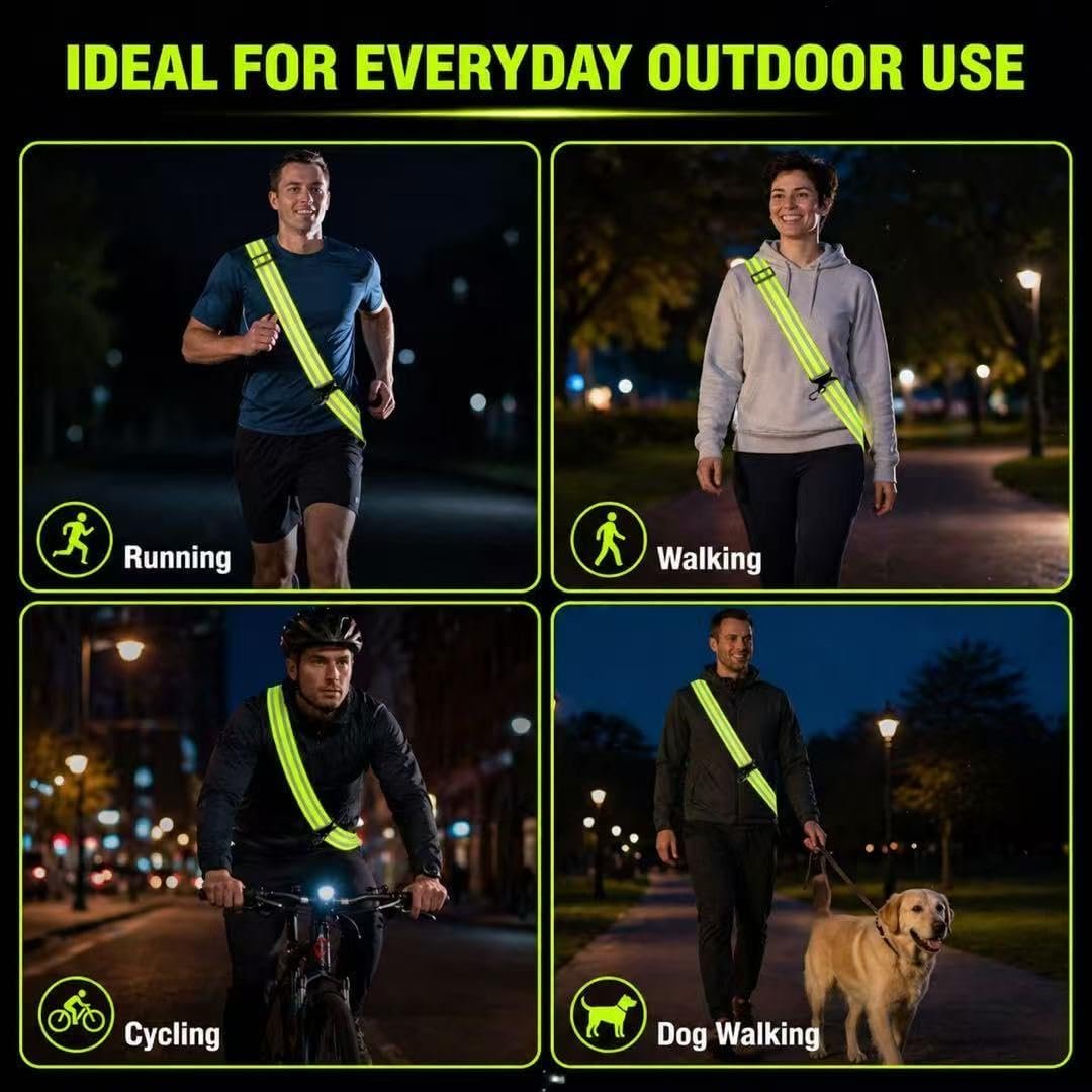 High Vis Reflective Running Gear Belt, 2PCS Adjustable Reflective Sash with Clip for Night Safety, Reflectives Straps for Children Adult Biking Cycling Jogging Walking Night Safety - Image 7