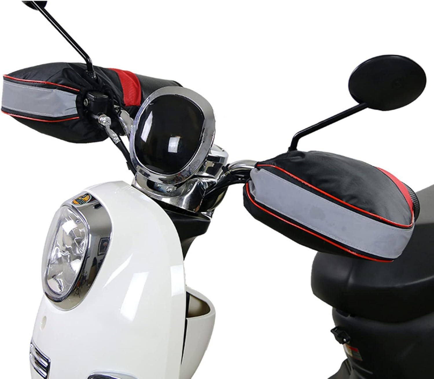 Motorcycle Handlebar Muffs Bike Gloves Windproof Winter Cycling Gloves Thicken Fleece Thermal Scooter Motorbike Handle Hand Warmer Outdoor Waterproof Motorbike Handlebar Mittens with Reflective Strip - Image 5