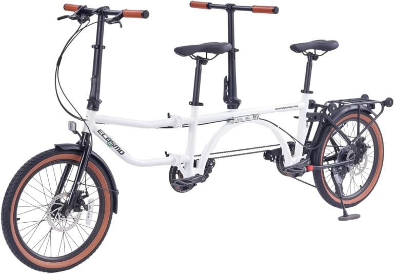 ECOSMO 20" Wheel New 4-Way Folding Tandem City Bicycle Bike 7 Speeds, Dual Disc Brakes - 20TF02