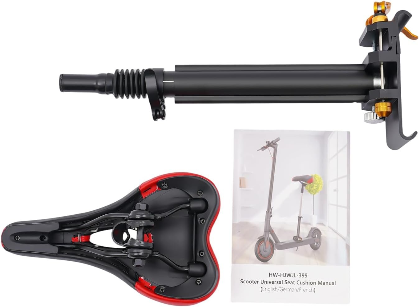 Adjustable Electric Scooter Seat for Adults - Fits 14-15.2 Wide Curved-Edge Scooters, Ergonomic PU Cushion, Sturdy Aluminum Rod, Tool-Free Installation, Height Adjustable, Durable & Comfortable - Image 9