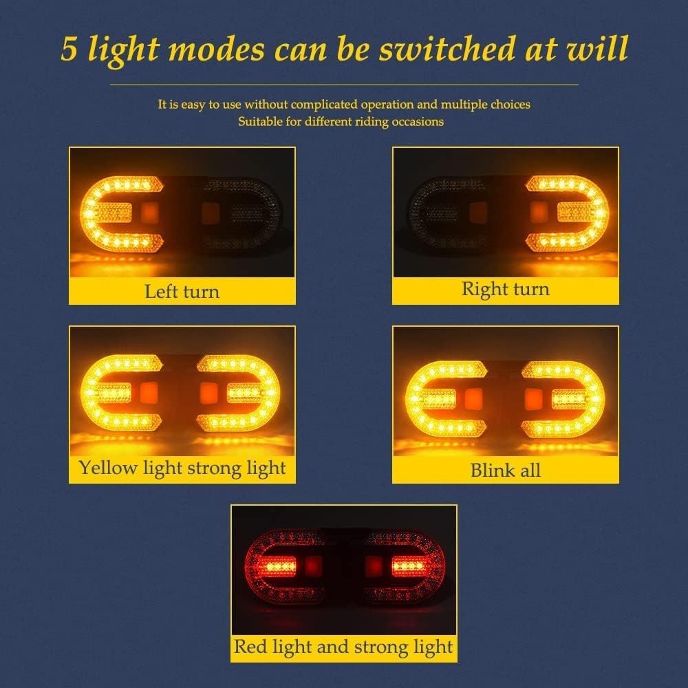Turn Signals for Bicycles with Alarm, USB Charging Remote Control Split/Integrated Bike Tail Light 5 Modes Waterproof Strobe Bike Rear Lights Can be Mounted on Front and Rear of Bicycle - Image 2
