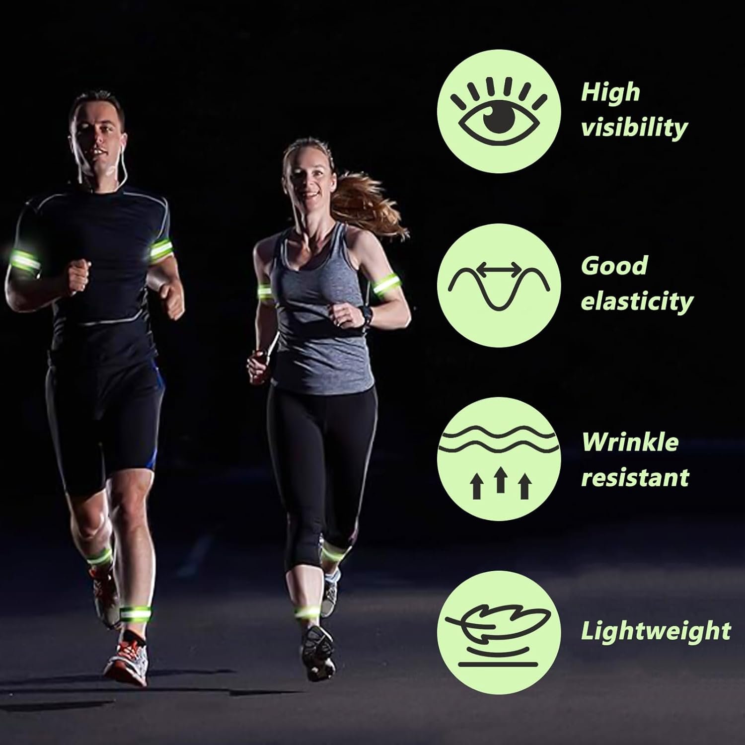 8 Pcs High Visibility Reflective Armbands, Running Safety Gear Reflective Wristbands Adjustable & Bike Ankle Bands, Bright Hi-Vis Arm Straps for Cycling, Walking, Jogging, Motorcycling & Night Sports - Image 6