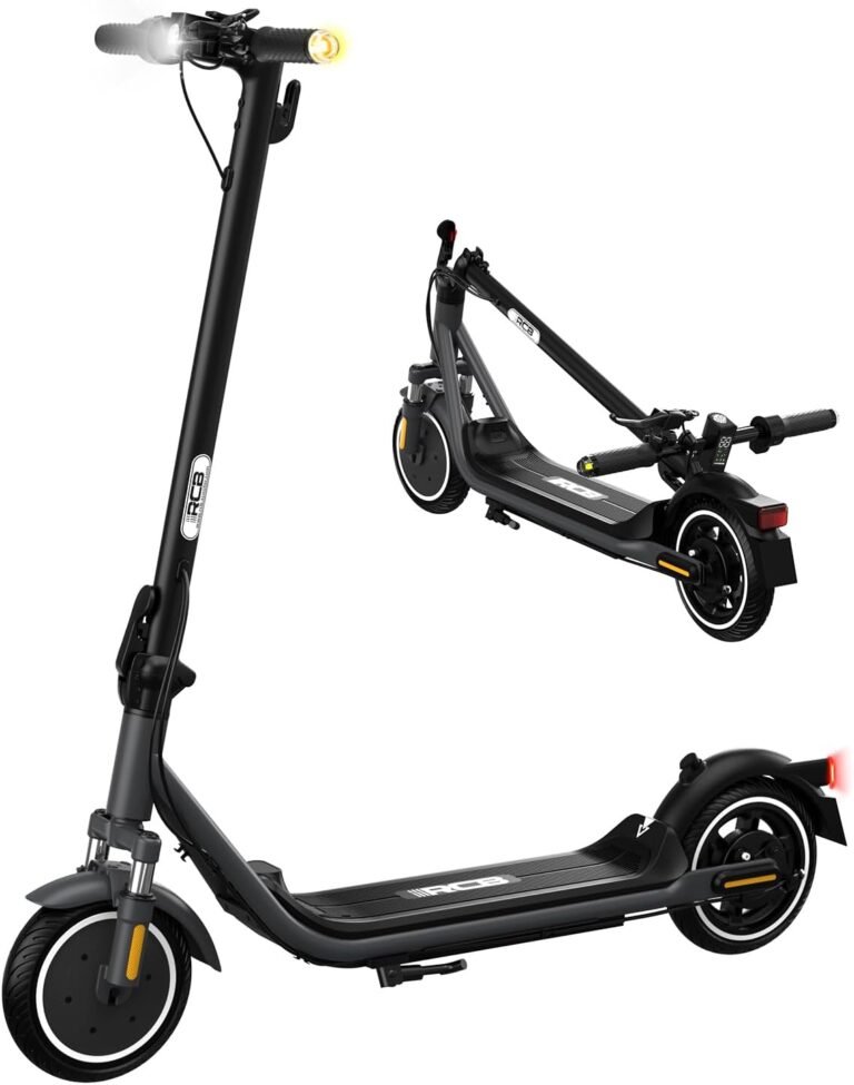 RCB Electric Scooters Adults, Max 25 km/h, 300W-500W Motor, 7.8-11.4AH Battery, 8.5''-10'' Solid Tires, APP Control, Max Load 120 kg, 3 Speed Settings Foldable, Double Brake, Double Shock Absorbers