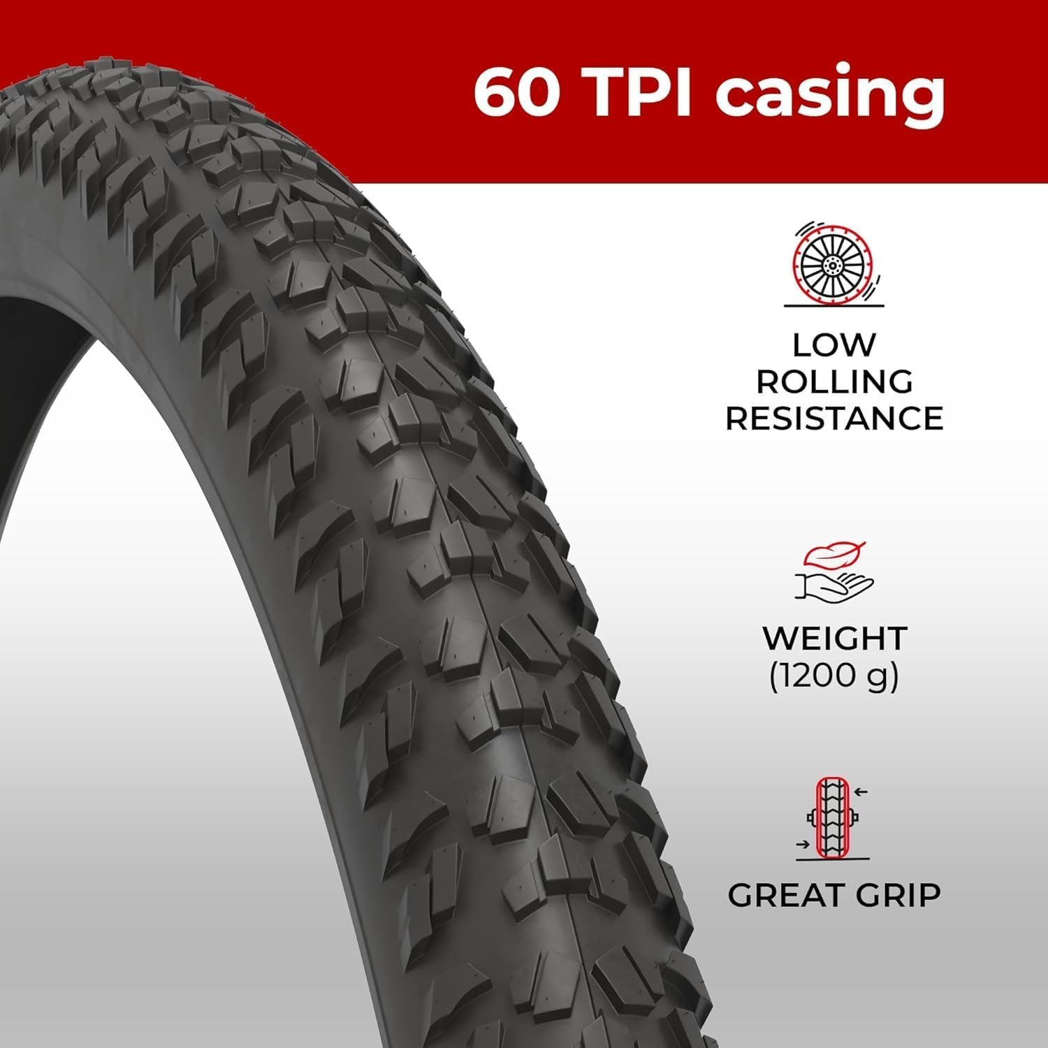Fincci Bicycle Tyres MTB 26 x 1.95 inch - Foldable Tire 26" with 1 mm Nylon Protection - Tyres 50-559 for Hybrid & Mountain & Electric Bikes for Riding on Mud, Off road, Cross-Country - Image 6