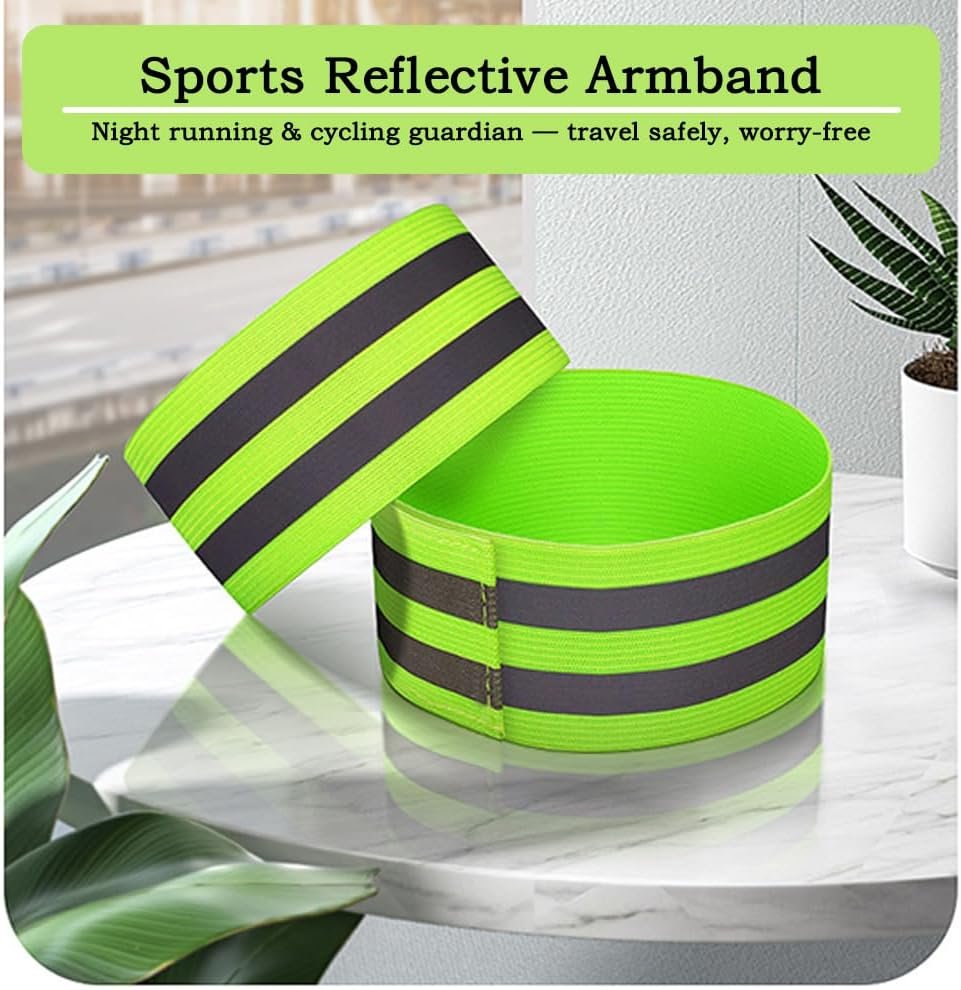 4Pcs Reflective Armbands, Running Safety Gear Wristbands, High Visibility Safety Reflective Bike Ankle Bands Reflector Armband Gear, Adjustable Armband Reflective-Strips for Night Sports & Dog Walking - Image 3