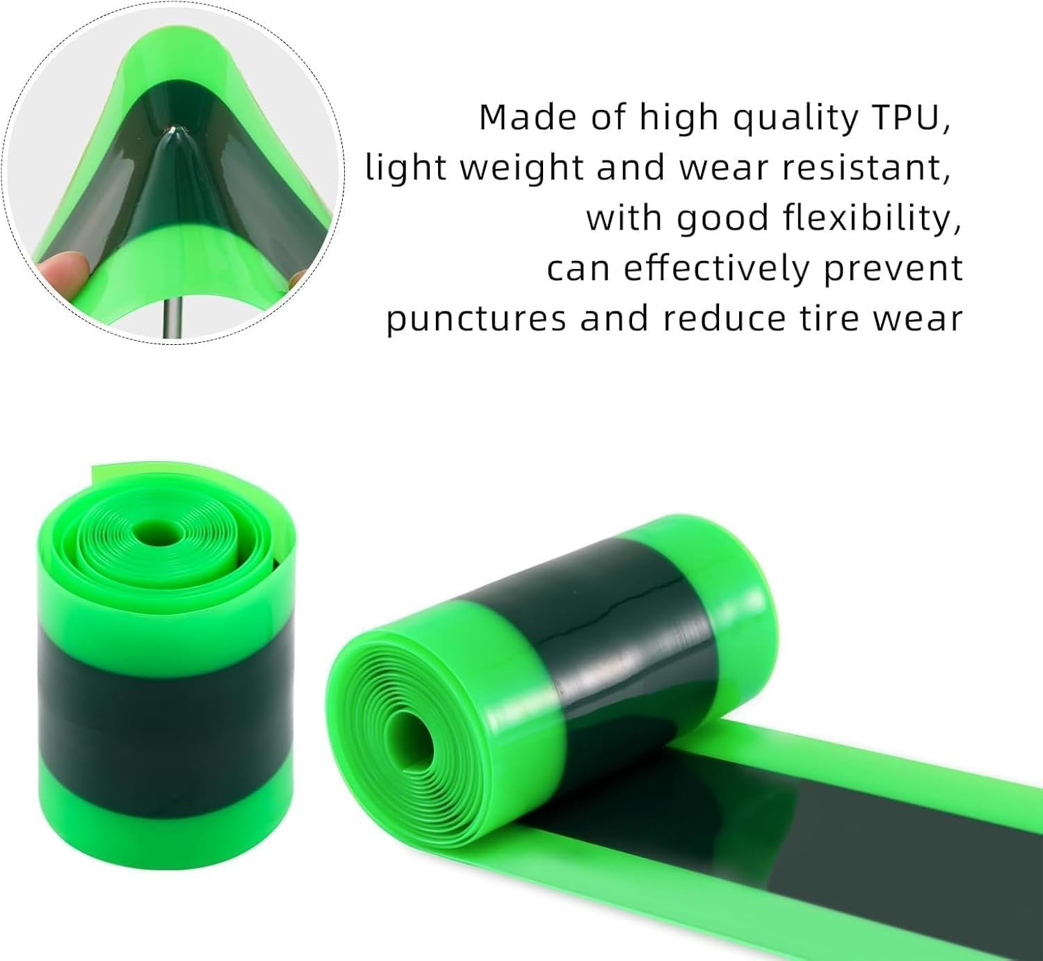 Bike Tyre Liner Anti-Puncture Protection, 110 x 2300mm, 2-Pack, Green, Compatible with 20-29 inch Wheels - Image 3