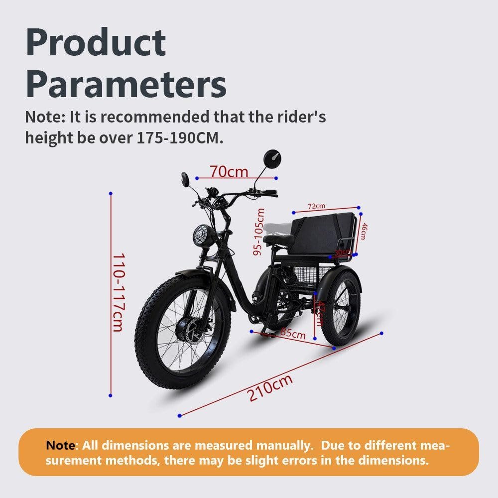 3 Wheel Electric Bicycle for Adults and Seniors, Touring Bike with LCD Display, Front Headlight, Aluminum Frame, Wide Tires, 150 kg Capacity - Image 2
