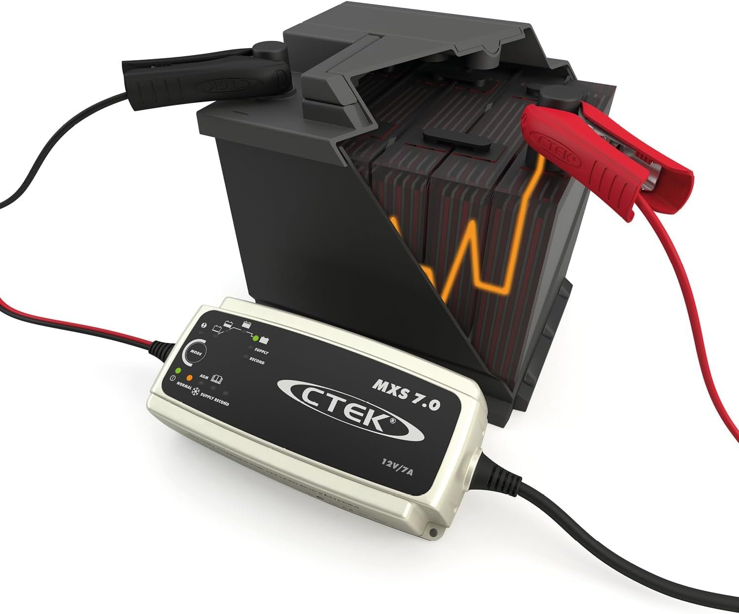 CTEK MXS 7.0 Fully Automatic Battery Charger (Charges, Maintains and Reconditions Car, Caravan and Motorhome batteries) 12V, 7 Amp - UK Plug, Black - Image 5